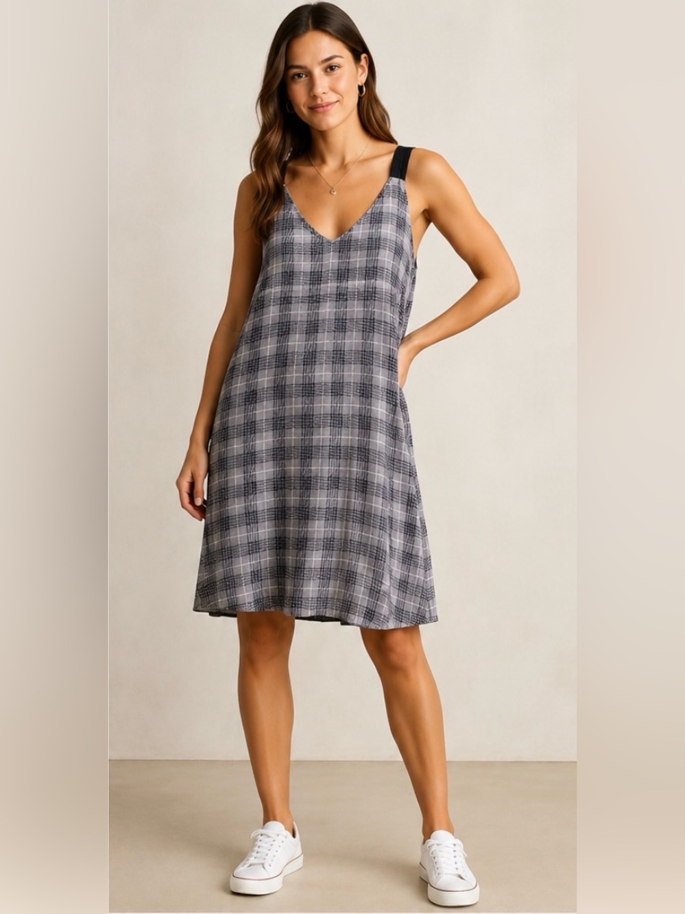 Rag & Bone Navy White Dress Style Zoe Plaid sleeveless Linen blend NWT RTL 450